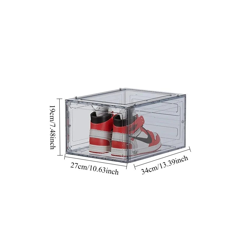 Thickened Side-Open Shoe Box Storage Box Transparent Sneaker Storage Cabinet Space Saving Plastic Anti-Oxidation Foldable