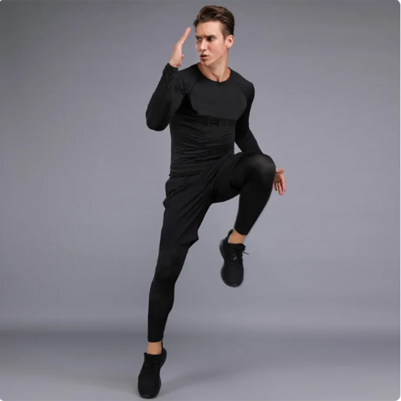 2025 Men's Running Set Gym Jogging Thermo underwear xxxxl Second skin Compression Fitness MMA rashgard Male Quick dry Track suit