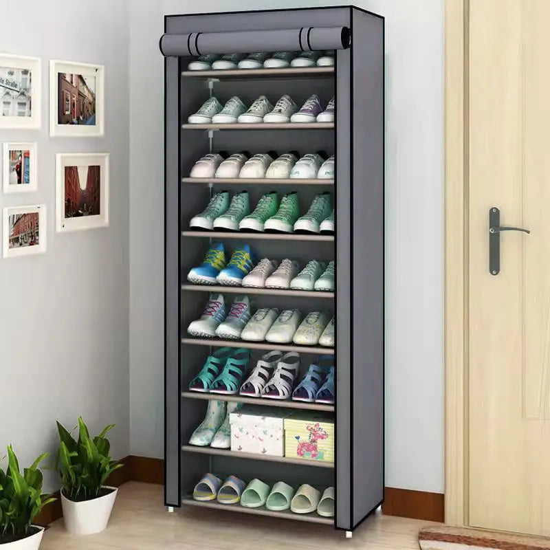 6-10 Tier Multi-Layer Shoe Cabinet with Dust-Proof Rolling Shutter Door, Easy to Assemble, Space-Saving Home Storage Cabinet, Suitable for Entryways, Hallways, Bedrooms, Living Rooms, Homes, Dormitories, Etc./Modern Decorative Shoe Cabinet