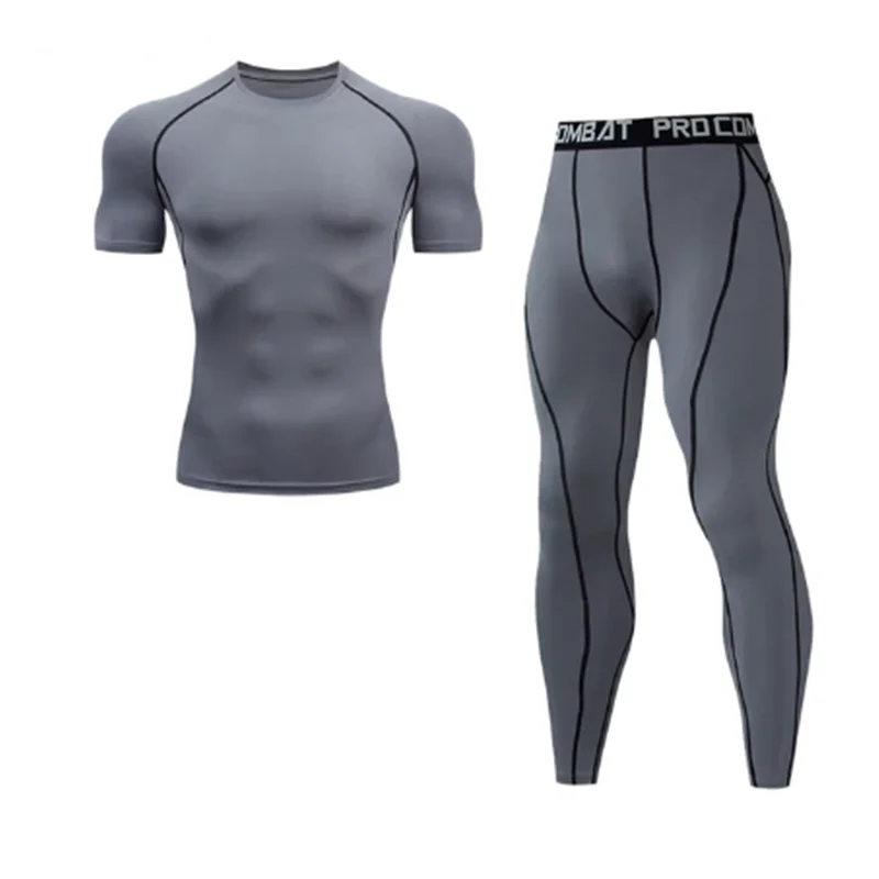 2025 Men's Running Set Gym Jogging Thermo underwear xxxxl Second skin Compression Fitness MMA rashgard Male Quick dry Track suit