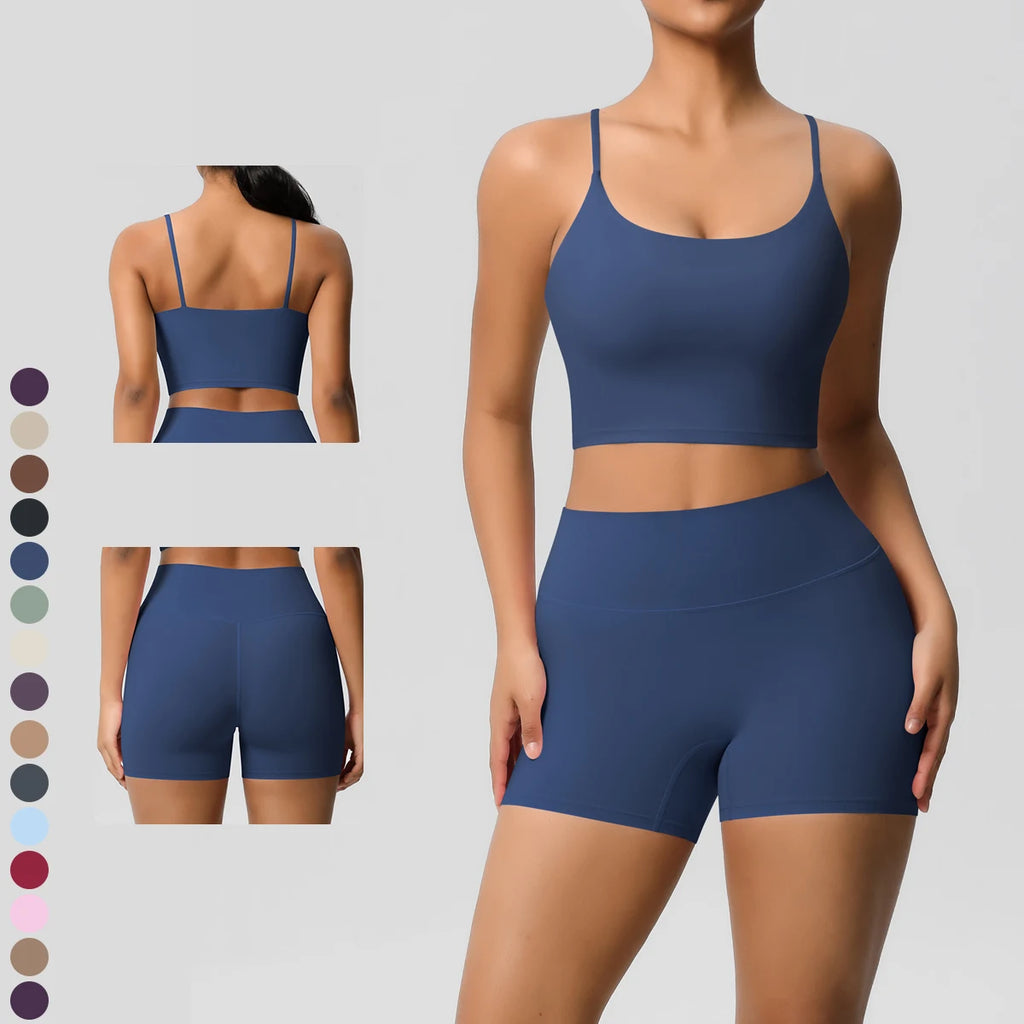 2 Piece Yoga Clothes Women 2pcs Patchwork Sport Yoga Suit Sports women's yoga bra Quick Drying Cycling Workout Gym Shorts