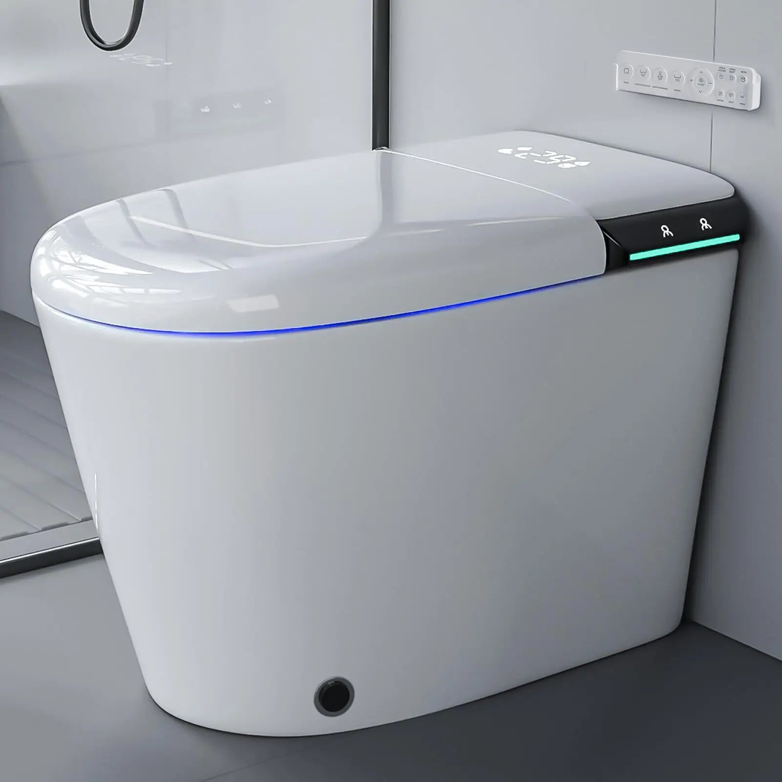 Modern Inteligente Remote Electric Automatic Flush Wc Bidet One Piece Intelligent Smart Toilet Elongated Heated Seat Dual-Flush