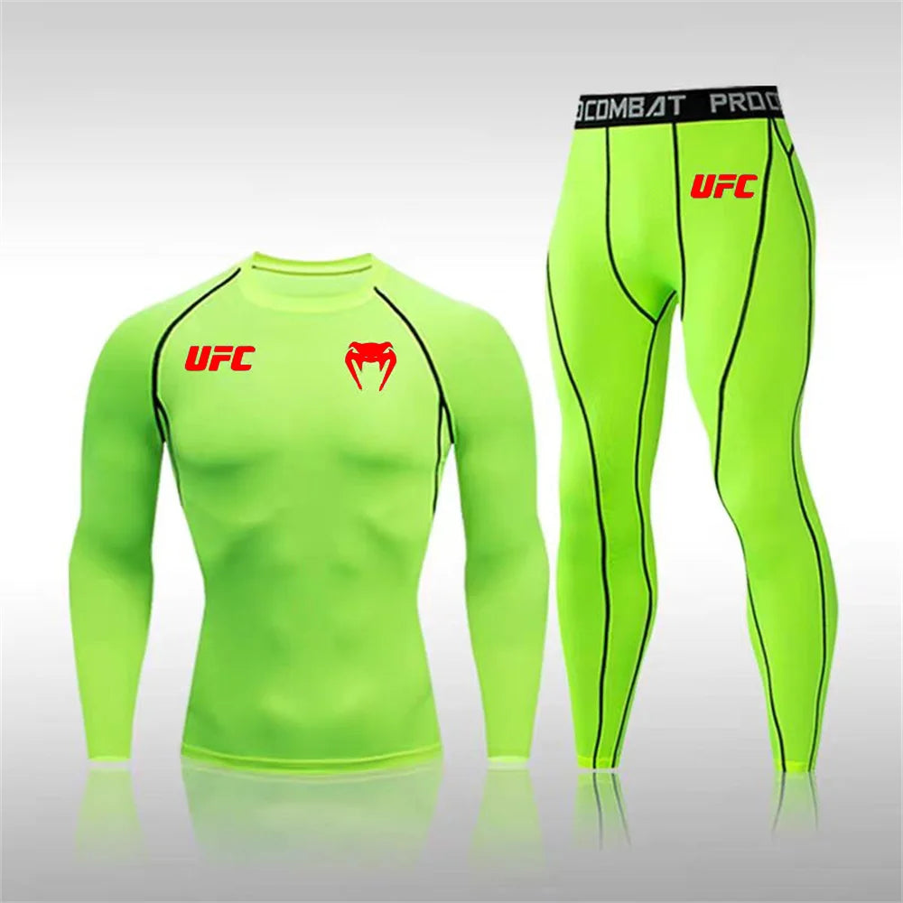 Men's Running Set Gym Jogging Thermo underwear Second skin Compression Fitness UFC Male Quick dry Track suit