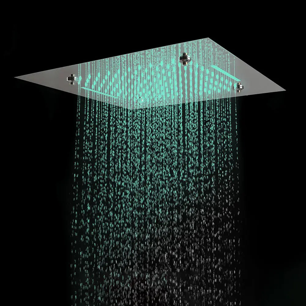 Smart LED Shower Head Rainfall Rain Massage Thermostatic Concealed Bathroom Set Polished Ceiling Mount Rainfall Thermostatic
