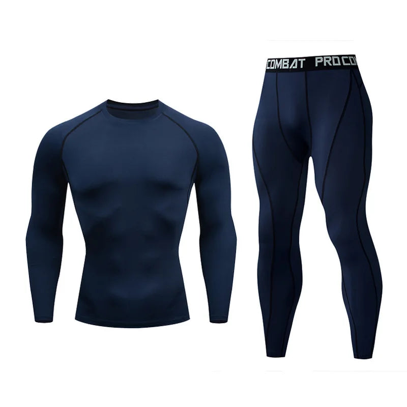 2025 Men's Running Set Gym Jogging Thermo underwear xxxxl Second skin Compression Fitness MMA rashgard Male Quick dry Track suit