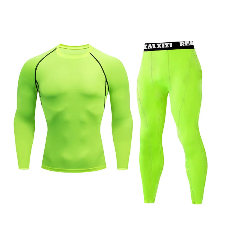 Men's Running Set Gym Jogging Thermo underwear XXXL Two piece skin Compression Fitness Sports rashgard Male Quick dry Track suit