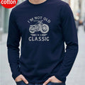 100% pure cotton men's long sleeved round neck loose Motorcycle Tpattern printed spring and autumn casual versatile T-shirt top