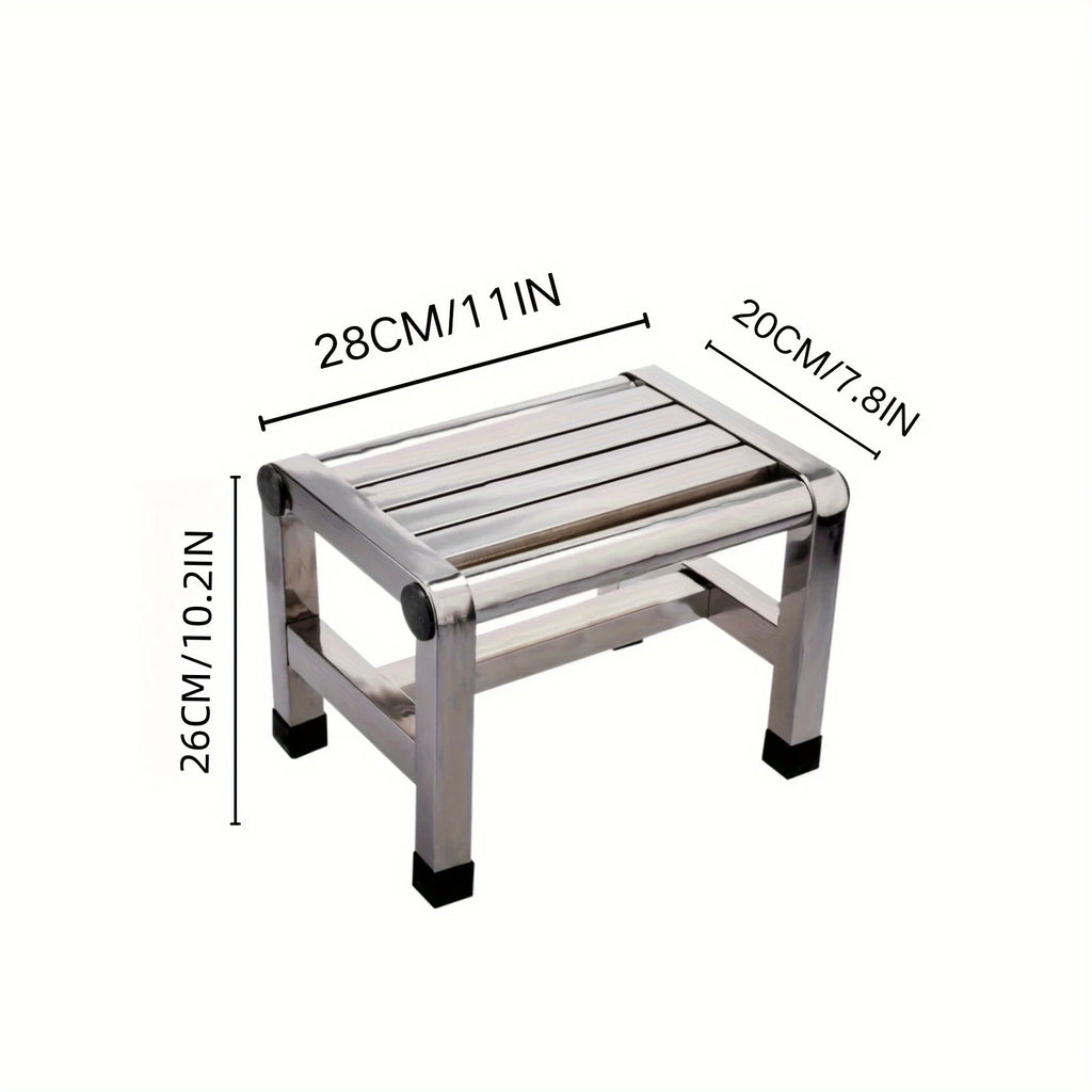 Stainless steel stool Small stool Thickened low stool Load-bearing 100kg Bath foot pedal Quartet antique stainless steel stool