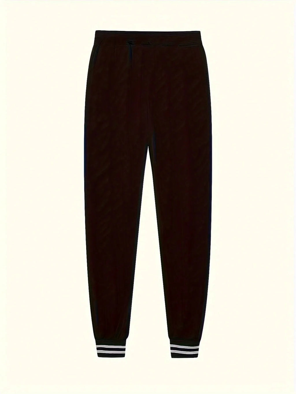 2-Piece Women's Black Sporty Jacket & Jogger Set with White Stripes