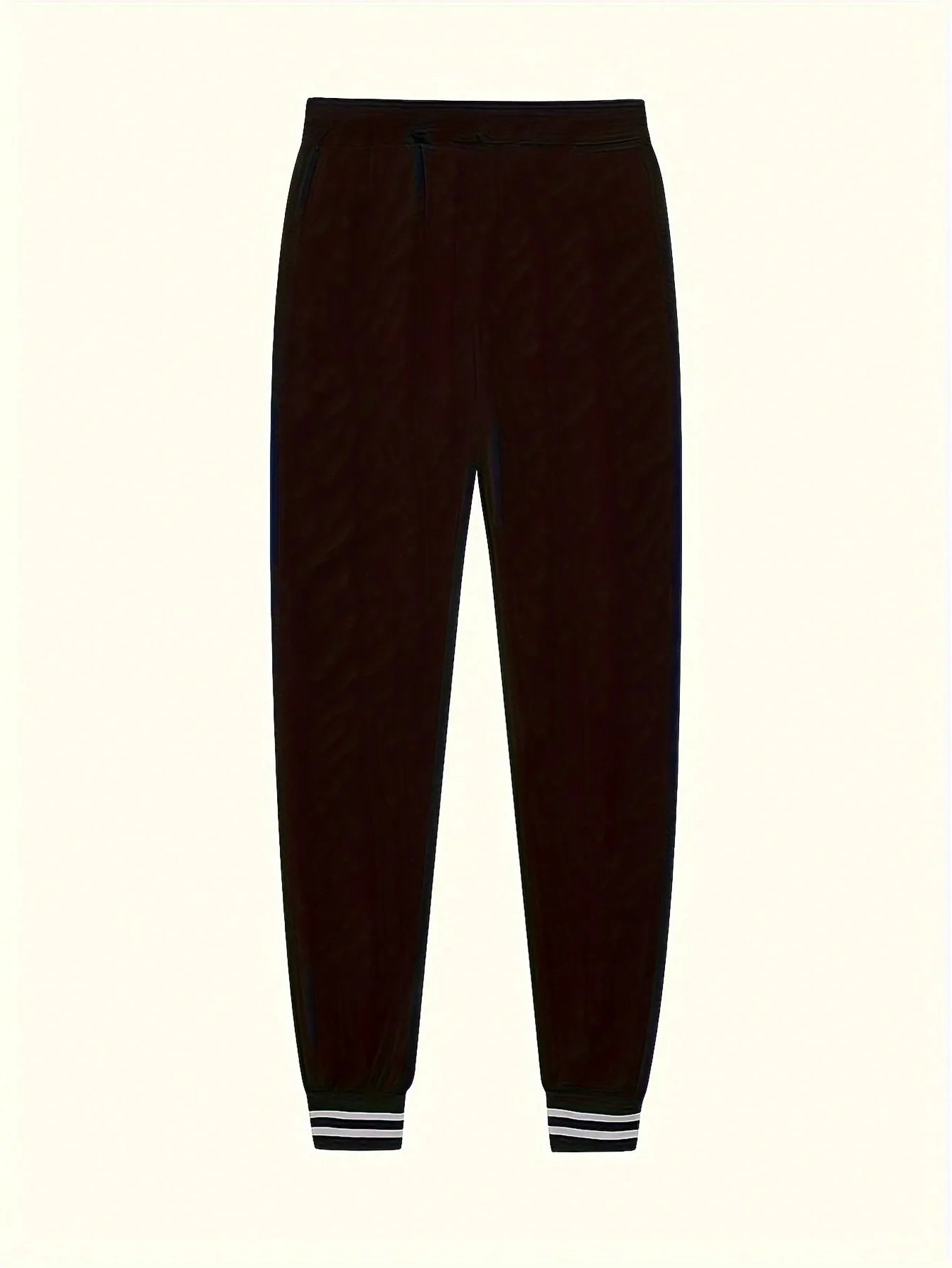2-Piece Women's Black Sporty Jacket & Jogger Set with White Stripes