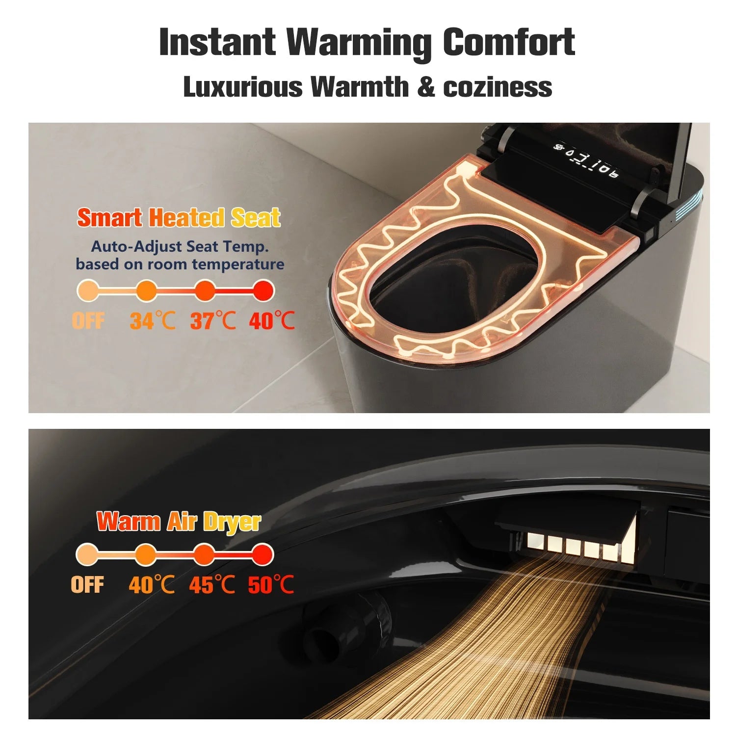 Glossy Black Wc Intelligent Toilet Ceramic Automatic Toilet Bowl Bathroom Sanitary Smart Electric Toilet