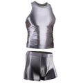 Men Silky Glossy Shiny Tracksuits Casual Sports Running Thin Smooth Activewear Sets Breathable Quick-drying Tank Top Shorts Sets