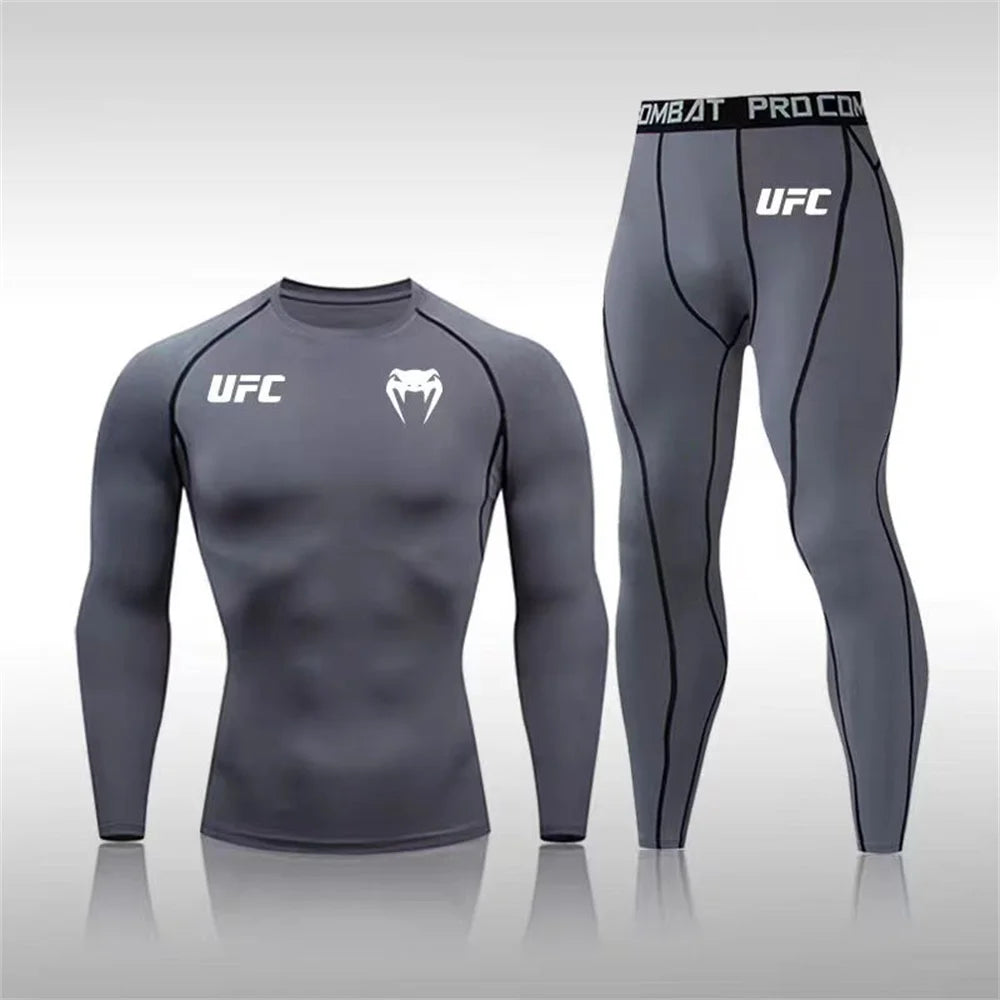 Men's Running Set Gym Jogging Thermo underwear Second skin Compression Fitness UFC Male Quick dry Track suit