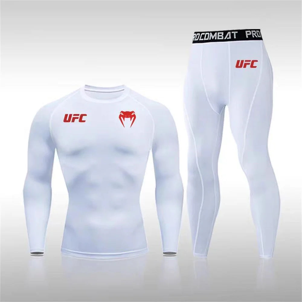 Men's Running Set Gym Jogging Thermo underwear Second skin Compression Fitness UFC Male Quick dry Track suit
