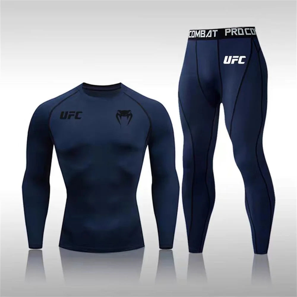 Men's Running Set Gym Jogging Thermo underwear Second skin Compression Fitness UFC Male Quick dry Track suit