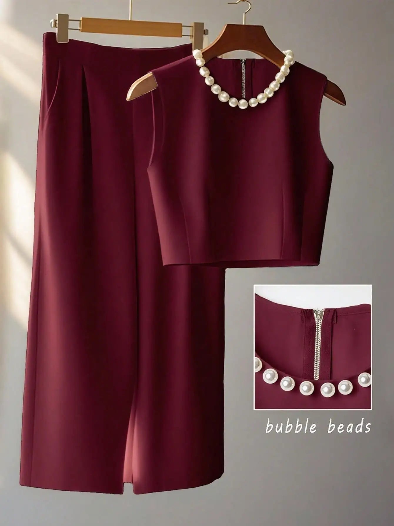 French High-Level Chic Three-Dimensional Beaded Sleeveless Tops Layered Wide-Leg Pants Trousers Summer Two Pieces Suits Ladies S