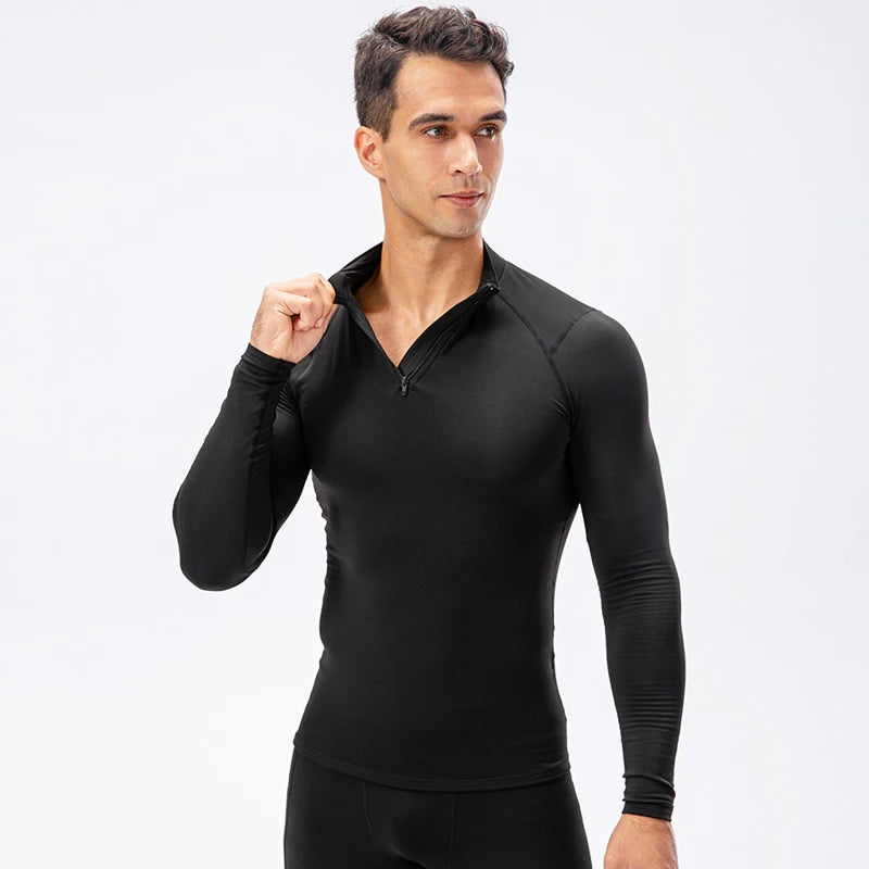 2 Pcs/Set Men's Velvet Tracksuit Fitness Sports Suit Gym Clothes Running Training Jogging Suit Thermal Underwear Male Sportswear