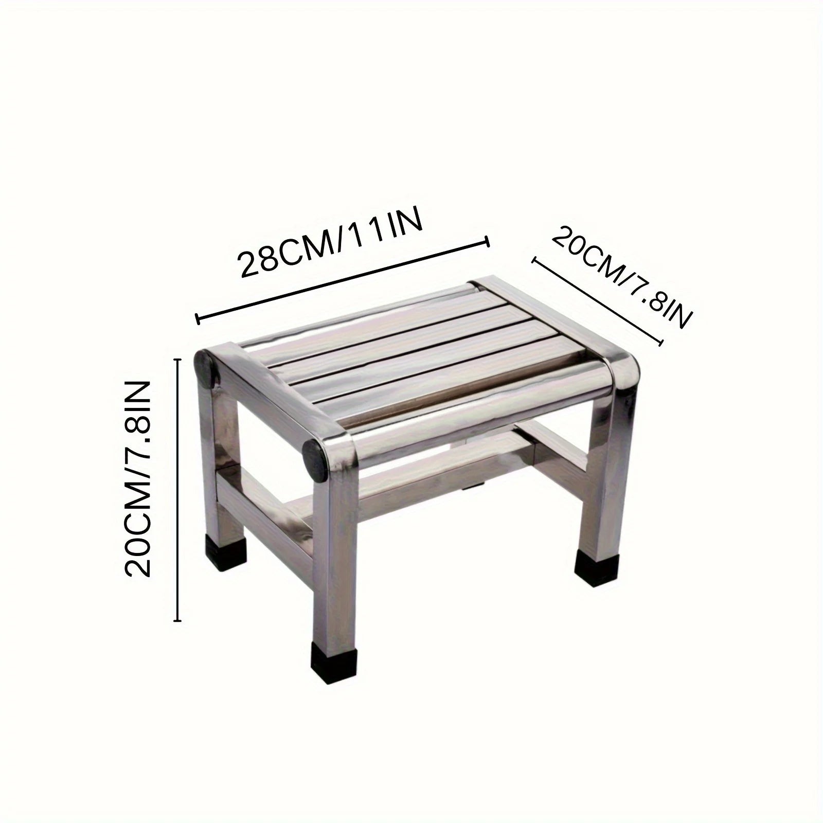 Stainless steel stool Small stool Thickened low stool Load-bearing 100kg Bath foot pedal Quartet antique stainless steel stool