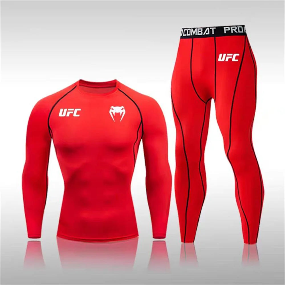 Men's Running Set Gym Jogging Thermo underwear Second skin Compression Fitness UFC Male Quick dry Track suit