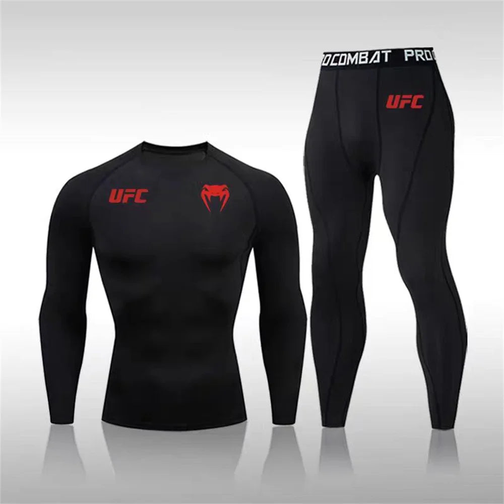 Men's Running Set Gym Jogging Thermo underwear Second skin Compression Fitness UFC Male Quick dry Track suit