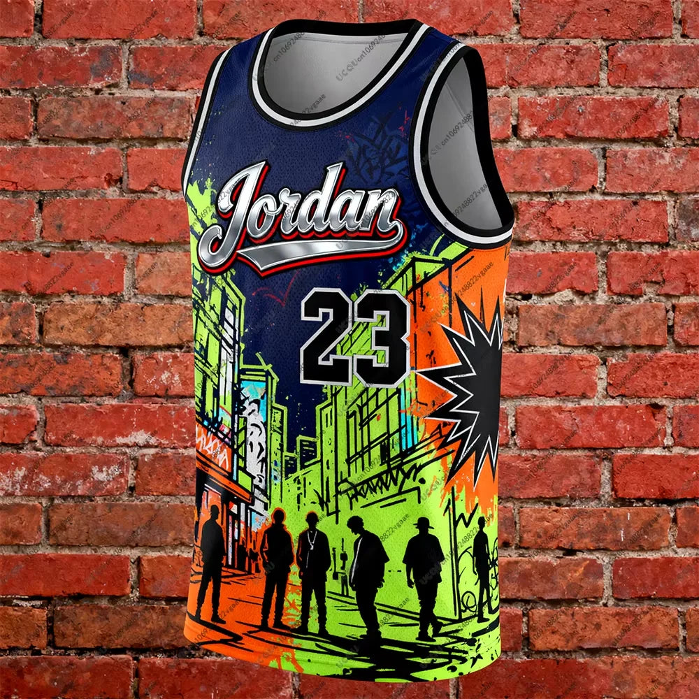 Summer Chicago Suit Male Boys Men Gym Fitness T Shirt Breathable Casual Sports Vest Gift Workouts 23 J-Jorda Basketball Tank Top