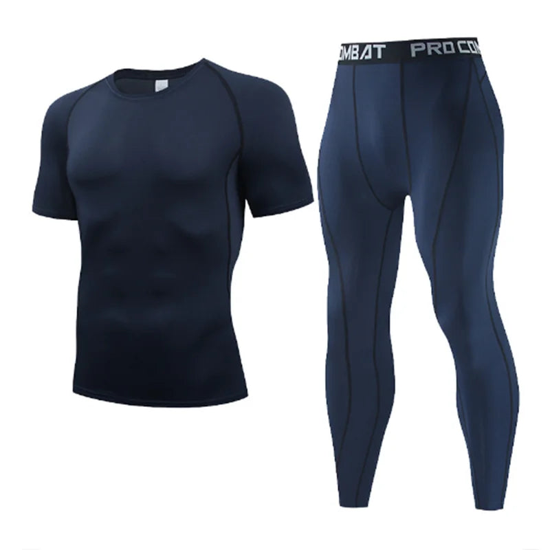 2025 Men's Running Set Gym Jogging Thermo underwear xxxxl Second skin Compression Fitness MMA rashgard Male Quick dry Track suit