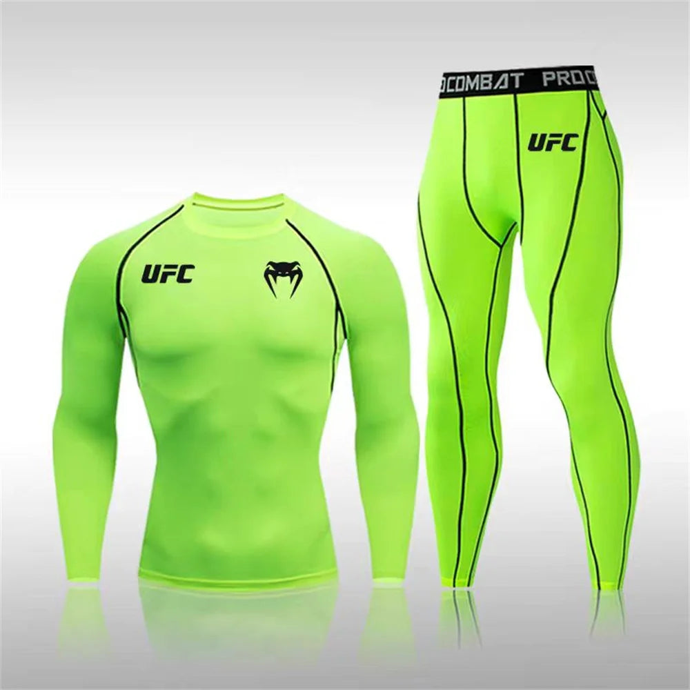Men's Running Set Gym Jogging Thermo underwear Second skin Compression Fitness UFC Male Quick dry Track suit