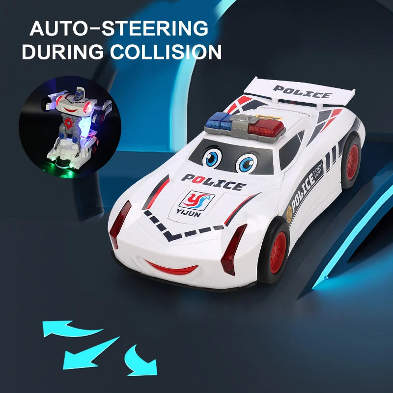 The children's police car conversion robot toy with automatic sound and light conversion function is the perfect gift for babies