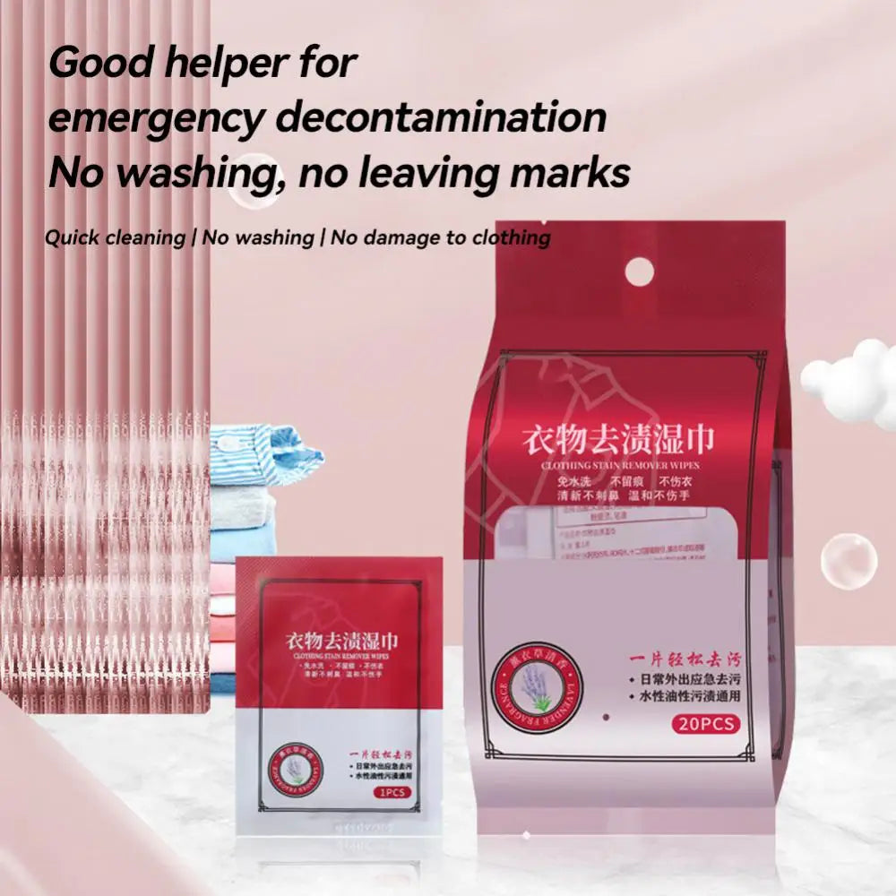 20Pcs Clothes Stain Removal Wet Wipes No Washing Cleaning Dirt Oil Removal Wipes Small White Shoes Jacket Dirt Removal Wet Wipes