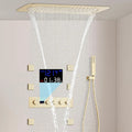 Brass Brushed Gold Digital Display Thermostatic Shower System Rainfall Shower Faucet  Bathroom Shower Faucet with Body Jets