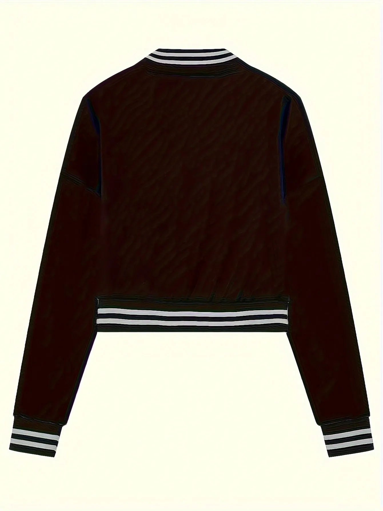 2-Piece Women's Black Sporty Jacket & Jogger Set with White Stripes