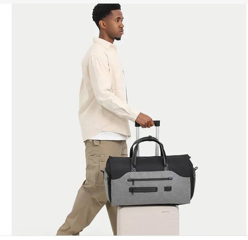 Men Business Foldable Travel Bag Short Trip Travel Handheld Outdoor Waterproof Multifunctional Suit Gym Bag men travel  duffle