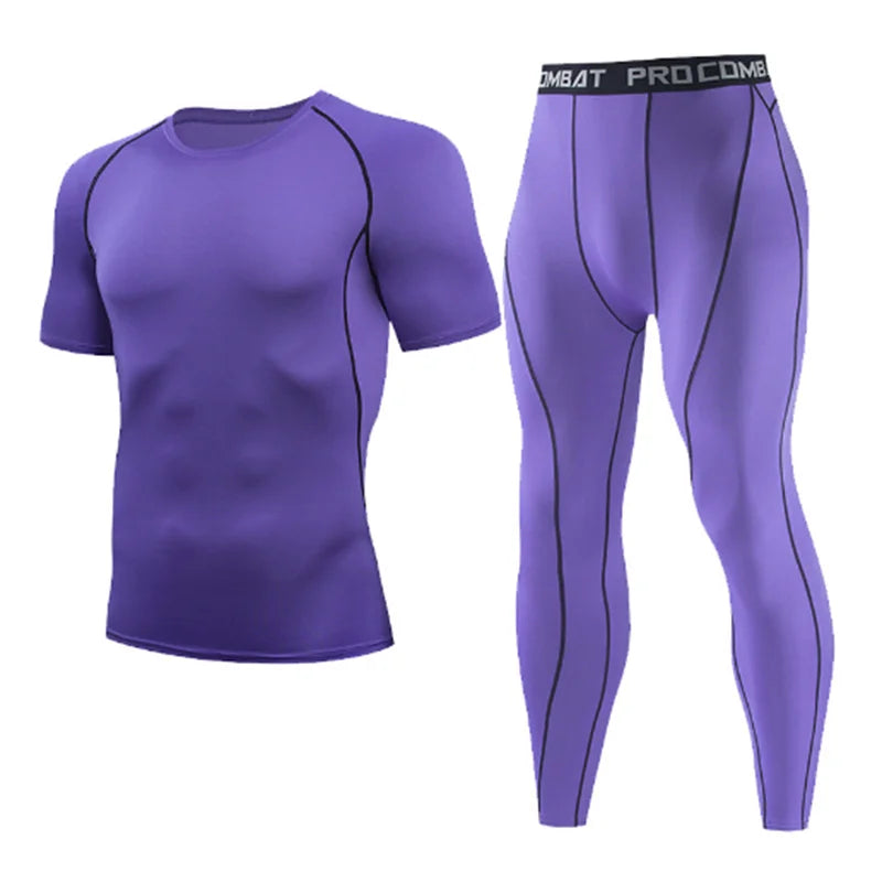 2025 Men's Running Set Gym Jogging Thermo underwear xxxxl Second skin Compression Fitness MMA rashgard Male Quick dry Track suit