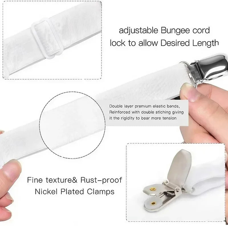 Bed Sheet Holder Clips - Elastic Non-Slip Sheet Fasteners, Adjustable Mattress Gripper for Fitted Sheets, Sofa Covers, Duve
