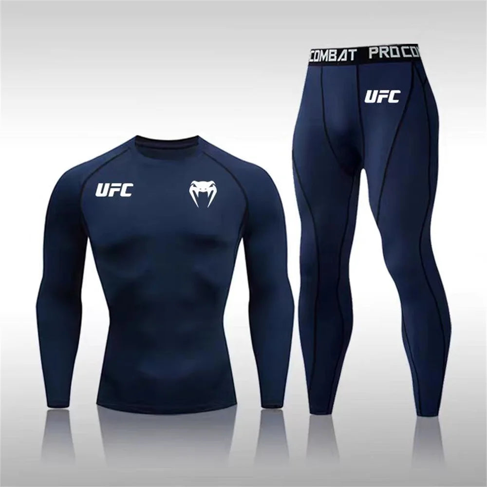 Men's Running Set Gym Jogging Thermo underwear Second skin Compression Fitness UFC Male Quick dry Track suit
