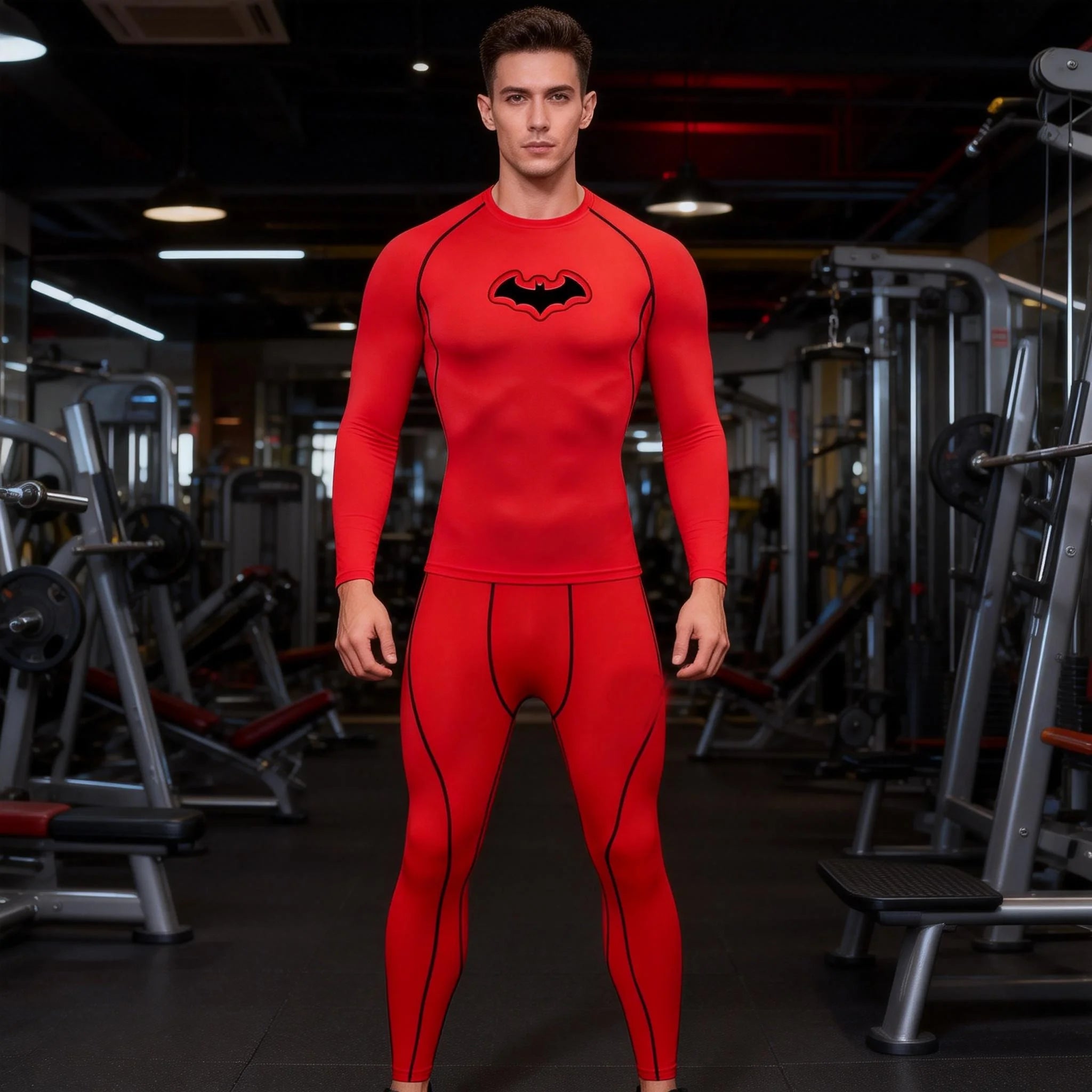Men's 3-Piece Running Gym Outfit Quick-Dry Compression Wear for Morning/Evening Runs and Training in Spring and Autumn