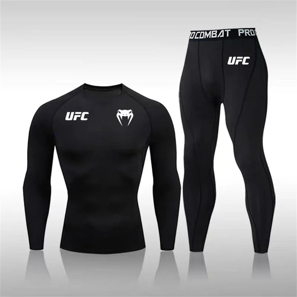 Men's Running Set Gym Jogging Thermo underwear Second skin Compression Fitness UFC Male Quick dry Track suit