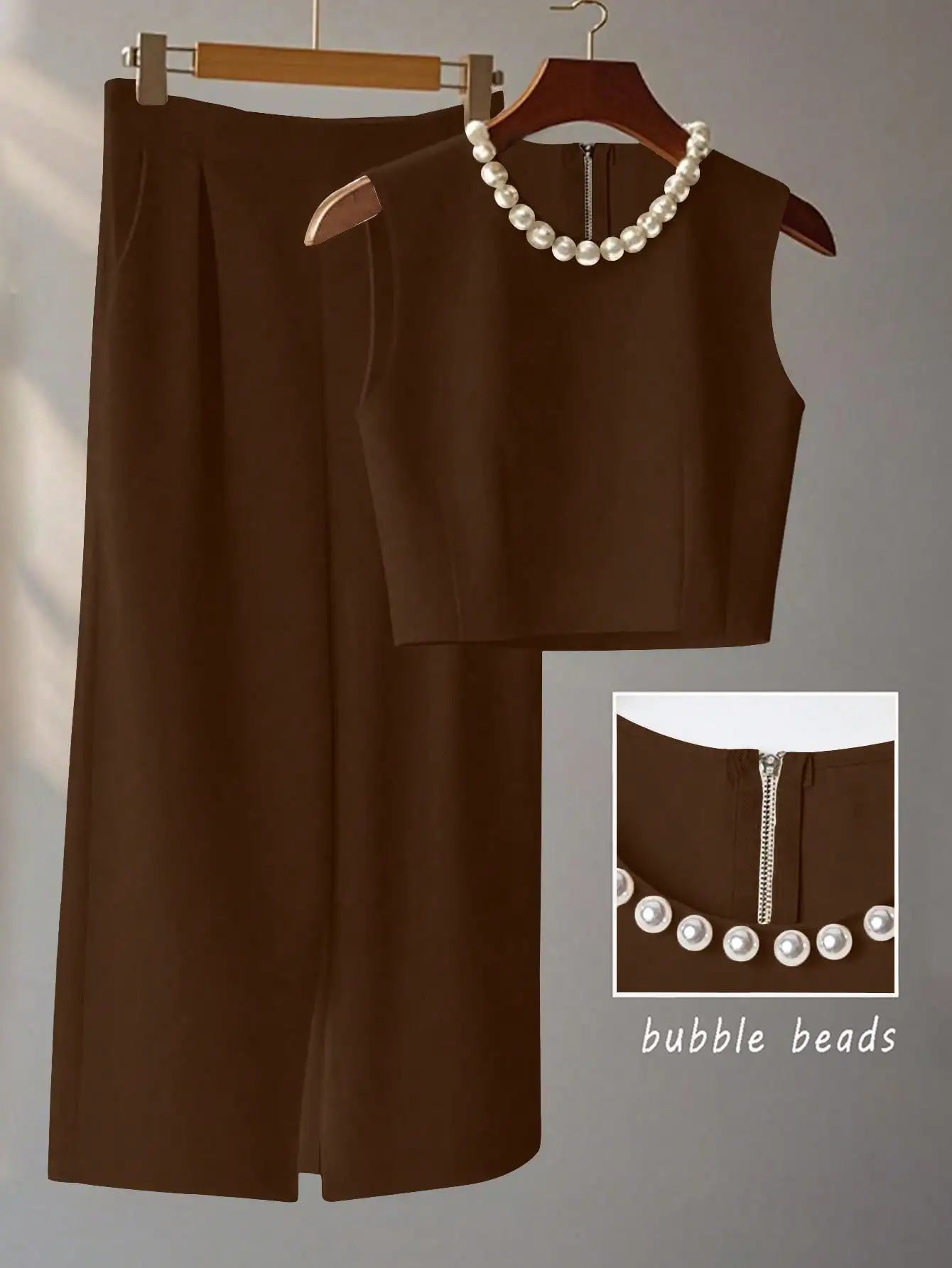 French High-Level Chic Three-Dimensional Beaded Sleeveless Tops Layered Wide-Leg Pants Trousers Summer Two Pieces Suits Ladies S