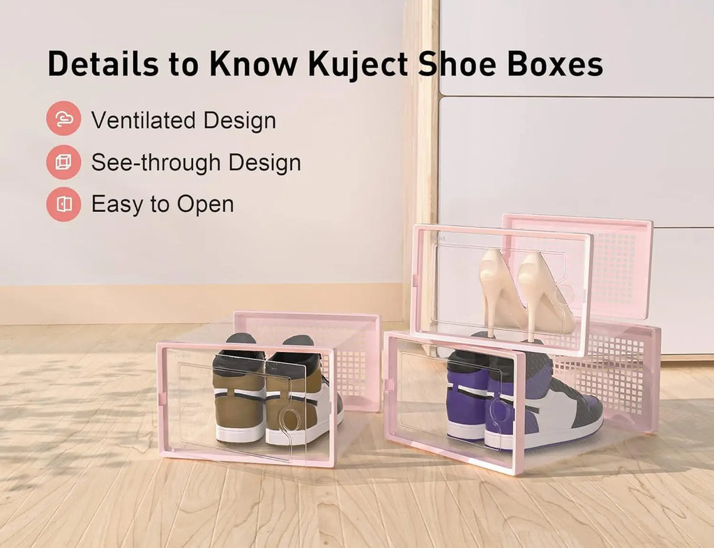 X-Large Shoe Storage Boxes Organizers Clear Plastic Stackable 12 Pack, Shoe Rack & Holder Substitute, Sneaker Containers, Toy St