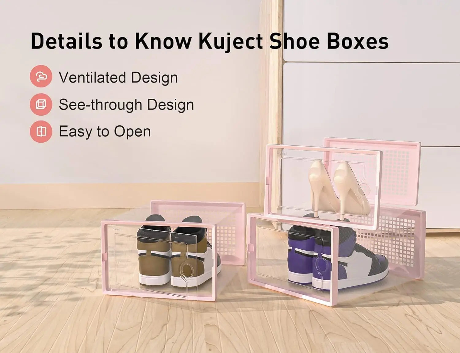 X-Large Shoe Storage Boxes Organizers Clear Plastic Stackable 12 Pack, Shoe Rack & Holder Substitute, Sneaker Containers, Toy St