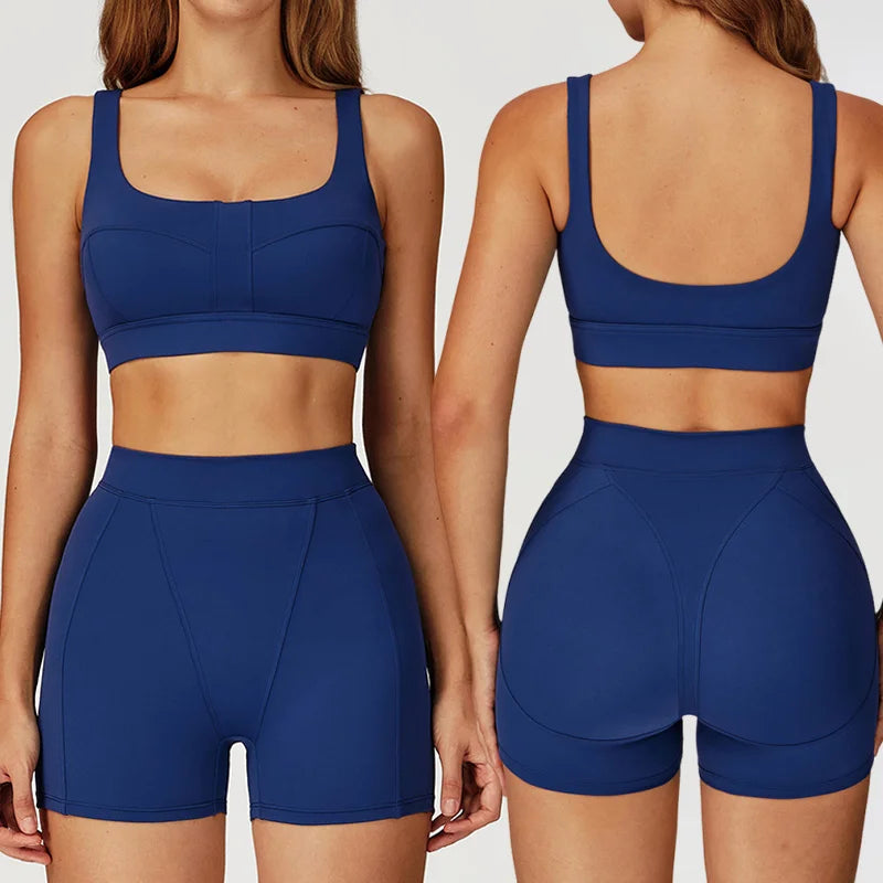 TRY TO BN Yoga Shorts Sets Women's Tracksuit Sports Bras Fitness Sportswear Workout Running Two Pieces Shorts Suits Gym Clothing