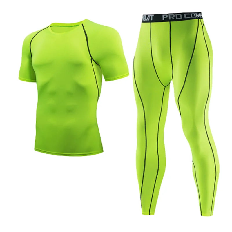 2025 Men's Running Set Gym Jogging Thermo underwear xxxxl Second skin Compression Fitness MMA rashgard Male Quick dry Track suit