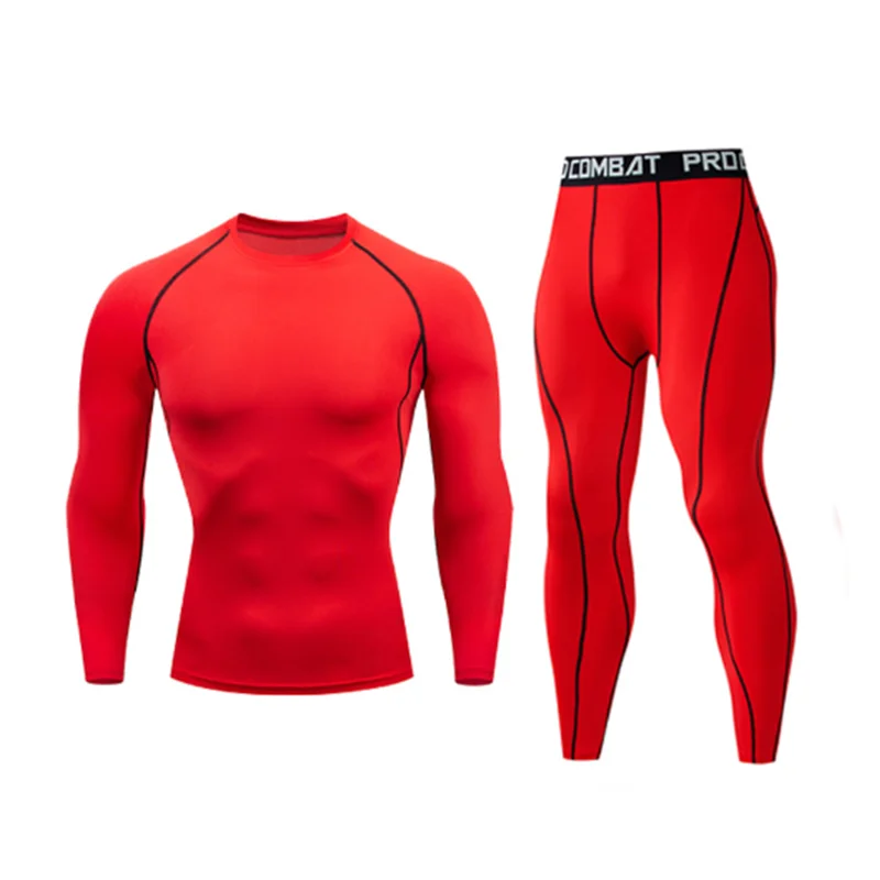 2025 Men's Running Set Gym Jogging Thermo underwear xxxxl Second skin Compression Fitness MMA rashgard Male Quick dry Track suit