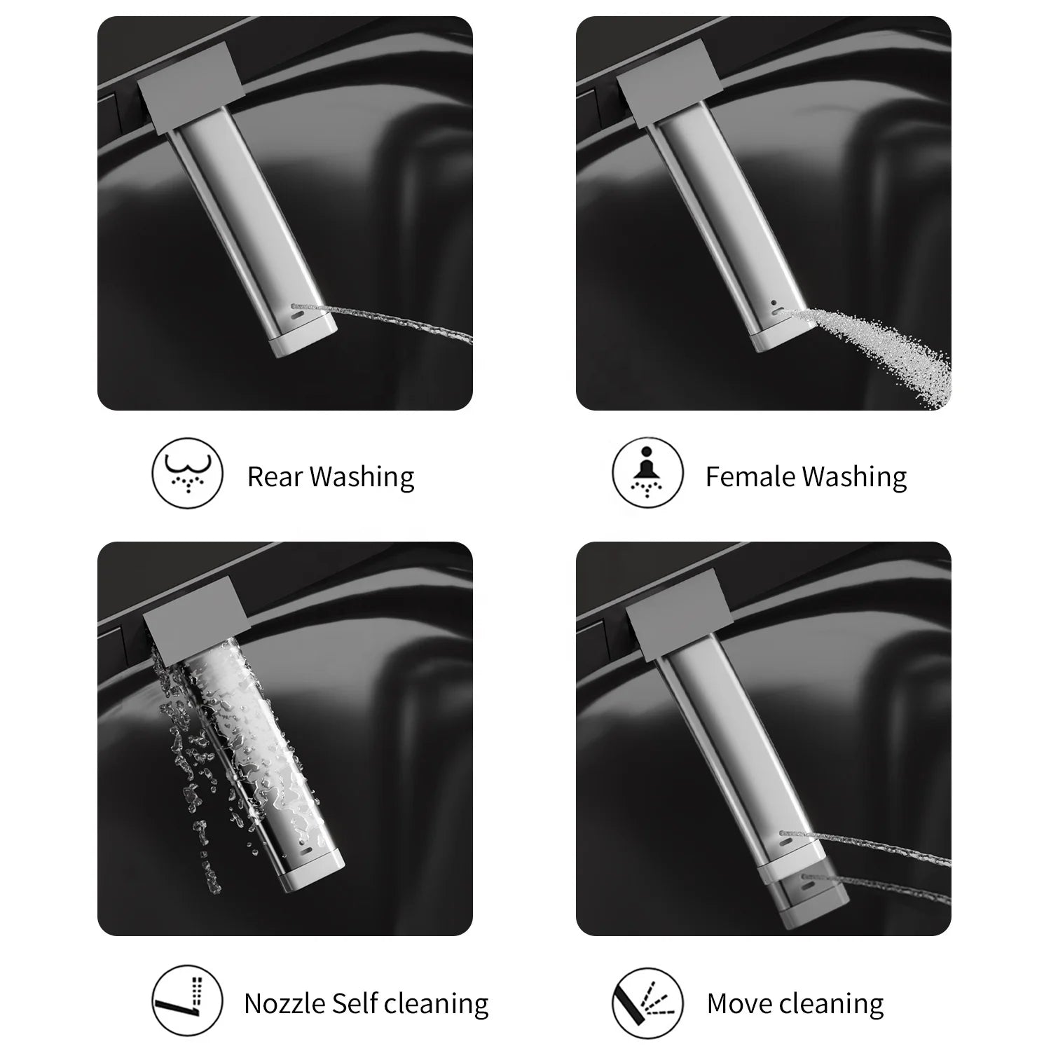 Glossy Black Wc Intelligent Toilet Ceramic Automatic Toilet Bowl Bathroom Sanitary Smart Electric Toilet