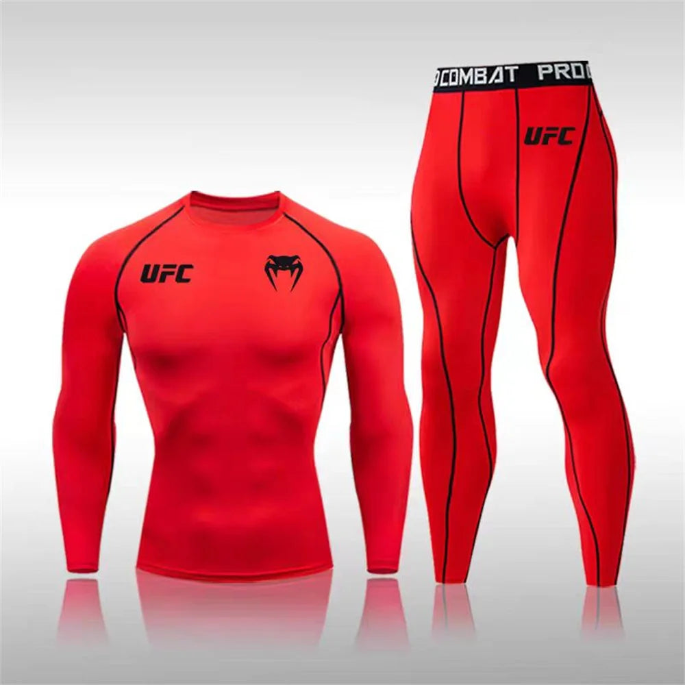 Men's Running Set Gym Jogging Thermo underwear Second skin Compression Fitness UFC Male Quick dry Track suit
