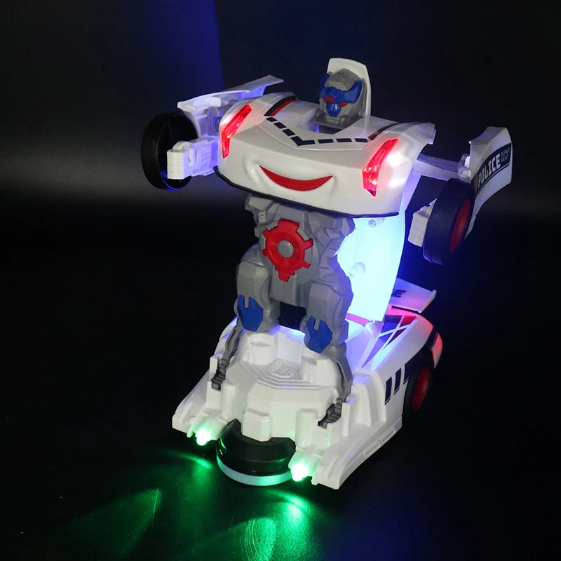 The children's police car conversion robot toy with automatic sound and light conversion function is the perfect gift for babies