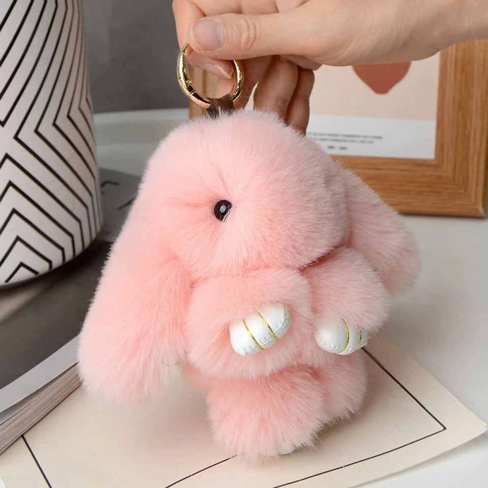15cm Women's Rabbit Fur Keychain Bag Car Pendant Jewelry Decoration Fashionable Accessory for Bags And Gifts
