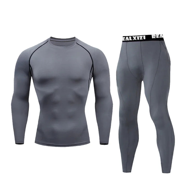Men's Running Set Gym Jogging Thermo underwear XXXL Two piece skin Compression Fitness Sports rashgard Male Quick dry Track suit