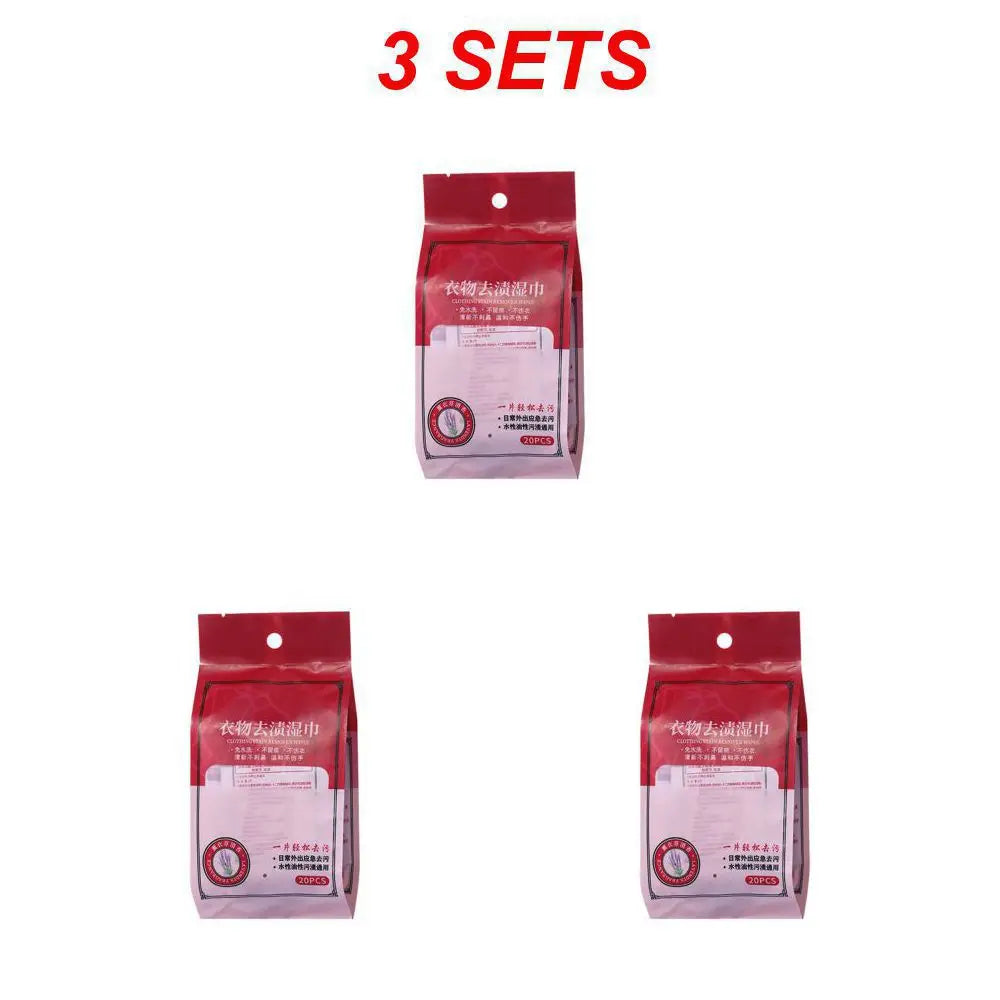 20Pcs Clothes Stain Removal Wet Wipes No Washing Cleaning Dirt Oil Removal Wipes Small White Shoes Jacket Dirt Removal Wet Wipes