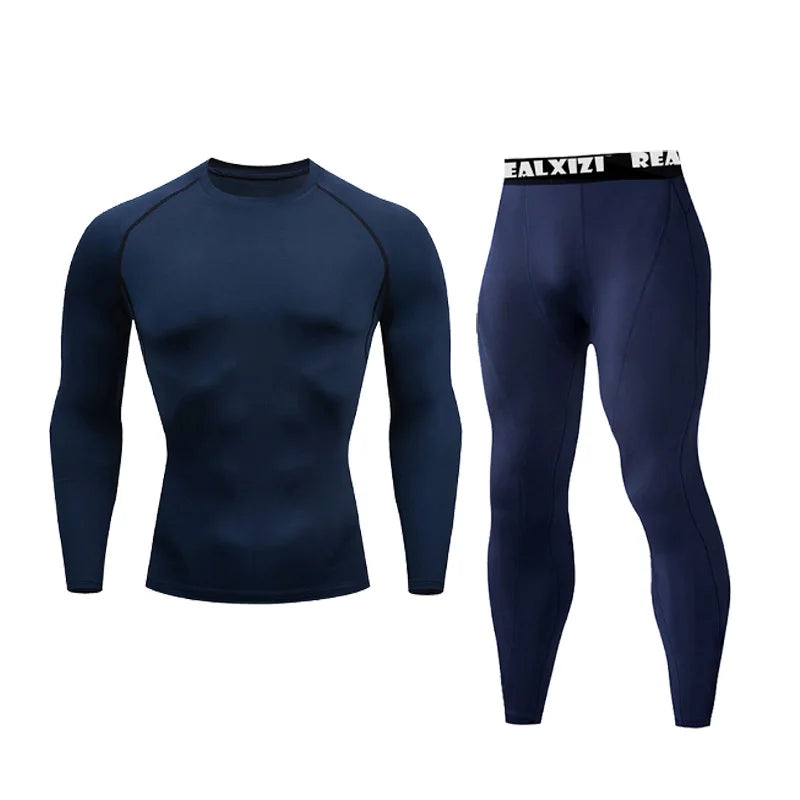 Men's Running Set Gym Jogging Thermo underwear XXXL Two piece skin Compression Fitness Sports rashgard Male Quick dry Track suit